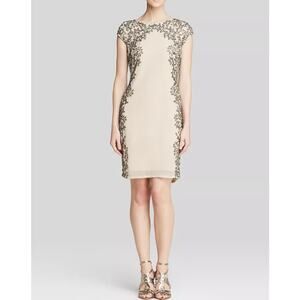 Adrianna Papell Cap Sleeve‎ Side Beaded Cocktail Dress Women's 10 Formal Wedding